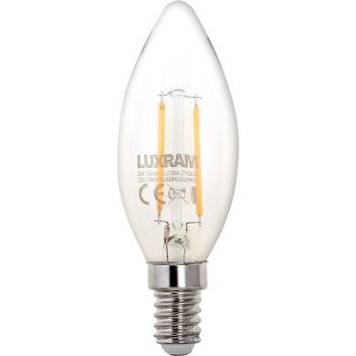 Light Bulb E14 (thin) Candle CLASSIC LED 2W 2700K 250lm Transparent-A++