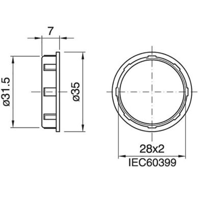 Anilha de abat-jour branca para suporte E14 roscado Alt.7mm D.35mm, em resina termoplástica