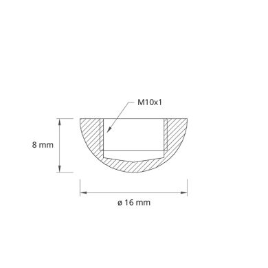 Ending H.0,8xD.1,6cm M10x1, in antique brass (F7 OX)