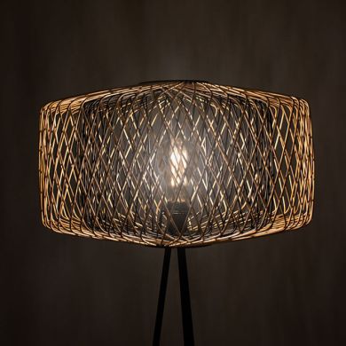 Lámpara de pie BAMBOO D.49xAlt.145cm 1xE27 en bambú negro y natural