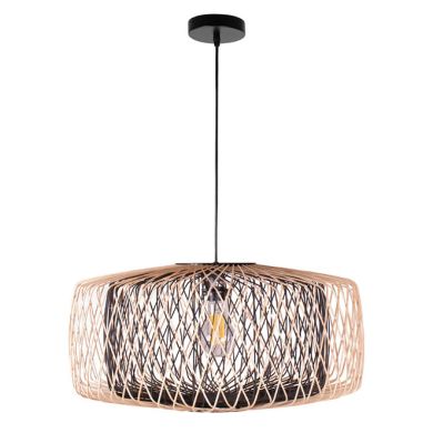 Pendant light BAMBOO D.59cm 1xE27 in black and natural bamboo