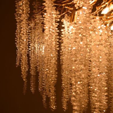 Lámpara de techo CHAMONIX 18xG9 A.Reg.xD.120cm c/cristales transparentes y armazón dorada