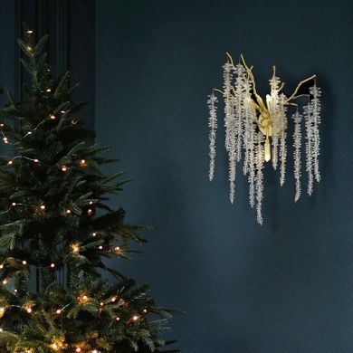 Aplique CHAMONIX 3xG9 L.28xW.30xH.45cm c/cristales transparentes y armazón dorada