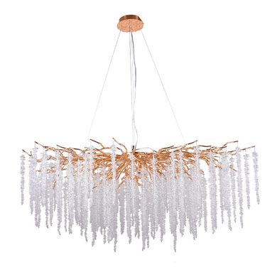 Ceiling Lamp CHAMONIX 14xG9 L.100xW.50xH.Reg.cm with transparent cristals and gold frame