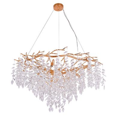 Ceiling Lamp SAPPORO 10xG9 H.Reg.xD.100cm with transparent cristals and gold frame