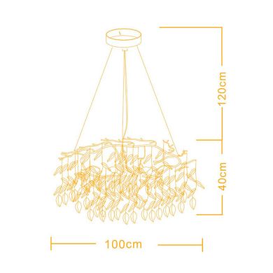 Candeeiro tecto SAPPORO 10xG9 Alt.Reg.xD.120cm com cristais transparentes e armação dourada