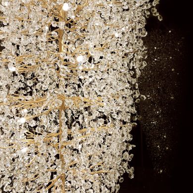 Ceiling Lamp AMPEZZO 44xG9 H.Reg.xD.120cm with transparent cristals and gold frame