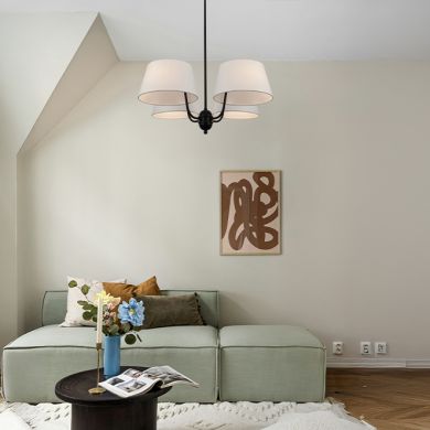 Candeeiro de tecto MARIZA 4xE14 preto com 4 abatjours bege