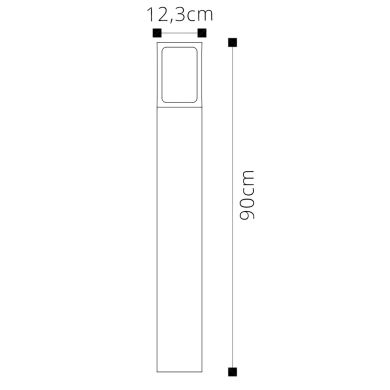 Farola CRIZ IP44 1xE27 L.12,3xAn.12,3xAl.90cm Aluminio+VidrioNegro