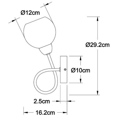 Aplique UMBRIA 1xE14 C.16,2xL.12xAlt.29,2cm Cromado