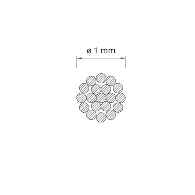Cabo de aço zincado com travão C.1m (19 fios x D.1mm) (CRD6 - CA C*T 1.0 ZI 1M)