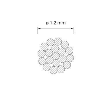 Cabo aço zincado c/revestimento transparente (19 fios x D.1mm) (Rolo100m)