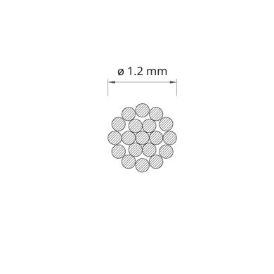Cabo de aço zincado com travão C.3m (19 fios x D.1,2mm) (CRD14 3000) (CA C*T 1.2 ZI 3M)