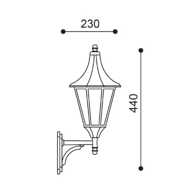 Wall Lamp BURNEY hexagonal IP43 1xE27 L.17,5xW.23xH.44xD.19cm Black