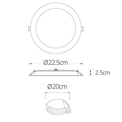 Foco de encastrar INTEGO 2.0 PC redondo 18W LED 1850lm 6400K 120° Alt.2,5xD.22,5cm Branco