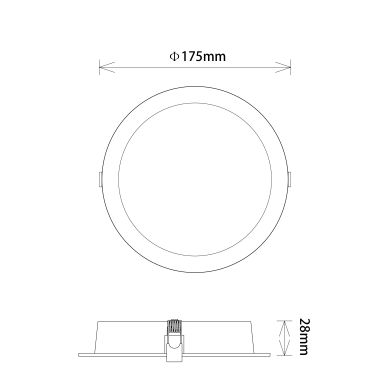Downlight INTEGO TECHNO PP round 12W LED CCT 1200lm 120° H.2.8xD.17.5cm White