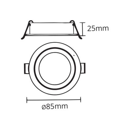 Aro de encastrar INTECA PC redondo Alt.2,5xD.8,5cm policarbonato (PC) branco