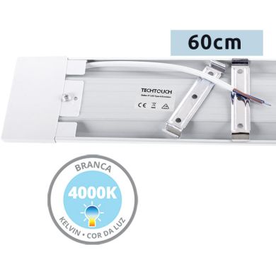 Régua ECOVISION BATTEN 60cm 1x18W LED 1260lm 4000K C.60xL.7,5xAlt.2,5cm Branco