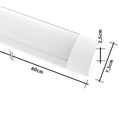 Régua ECOVISION BATTEN 60cm 1x18W LED 1260lm 4000K C.60xL.7,5xAlt.2,5cm Branco