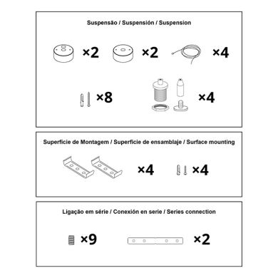 Barra colgante/superficie LineX OFFICE 240cm 1x80W LED 6400lm 3000K 120° L.240xAn.7xAl.Reg.cm Negra