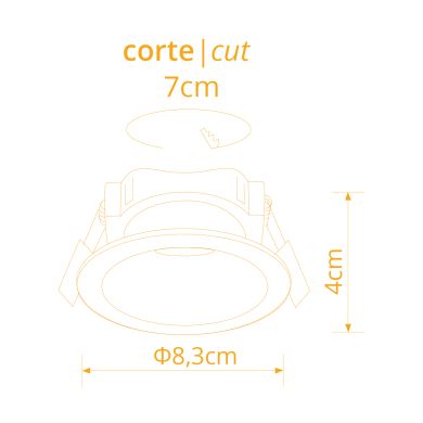 Aro de encastrar ONIRO ABS redondo Alt.4xD.8,3cm em ABS branco