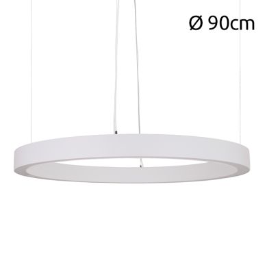 Suspensão LineX Circle LED CCT 60W 6000lm 3000K/4000K/6400K Alt.Reg.xD.90cm branco