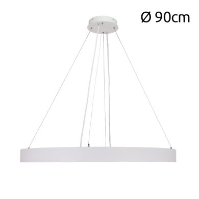Suspensão LineX Circle LED CCT 60W 6000lm 3000K/4000K/6400K Alt.Reg.xD.90cm branco
