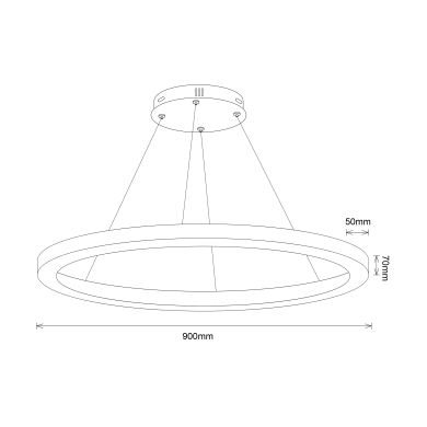 Suspensão LineX Circle LED CCT 60W 6000lm 3000K/4000K/6400K Alt.Reg.xD.90cm branco