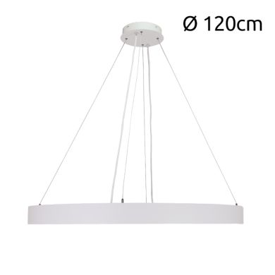 Suspensão LineX Circle LED CCT 80W 8000lm 3000K/4000K/6400K Alt.Reg.xD.120cm branco