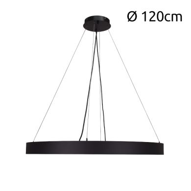 Suspensão LineX Circle LED CCT 80W 8000lm 3000K/4000K/6400K Alt.Reg.xD.120cm preto