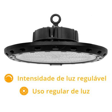 Campana SUPERVISION luz regulable IP65 1x150W LED 15000lm 6400K 90° Al.15xD.34cm Negro