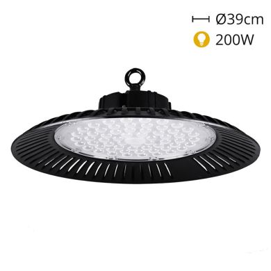 Campânula ECOVISION IP65 1x200W LED 16000lm 6400K 90° Alt.12xD.39cm preto