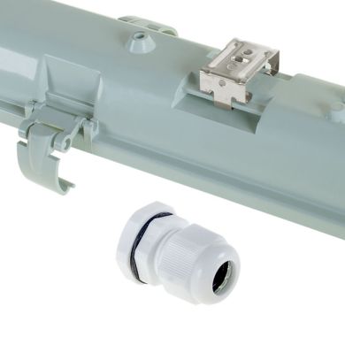 Armadura estanque LINESTA IP65 1xG13 T8 LED 120cm C.126xL.8,0xAlt.9,0cm cinzento