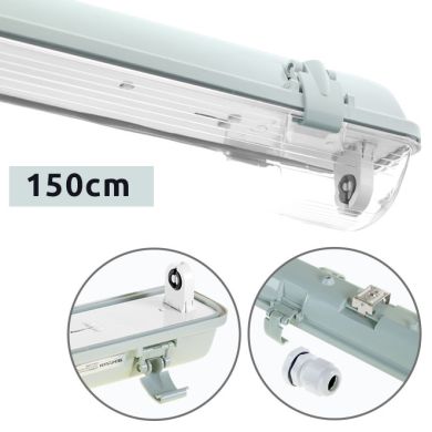 Armadura estanque LINESTA IP65 1xG13 T8 LED 150cm C.156xL.8,0xAlt.9,0cm cinzento