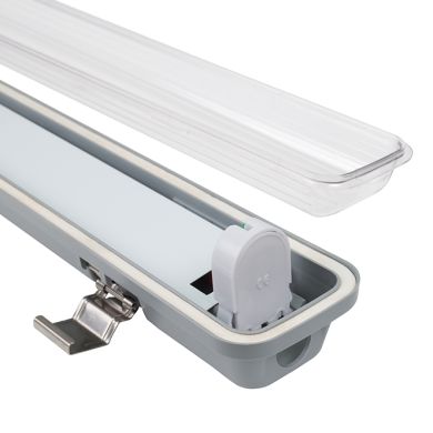 Armadura estanque LINESTA TypeC IP65 1xG13 T8 LED 120cm C.127xL.6xAlt.5,7cm cinzento