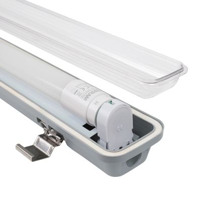 Armadura estanque LINESTA TypeC IP65 1xG13 T8 LED 120cm C.127xL.6xAlt.5,7cm cinzento