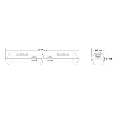 Armadura estanque LINESTA TypeC IP65 1xG13 T8 LED 120cm C.127xL.6xAlt.5,7cm cinzento
