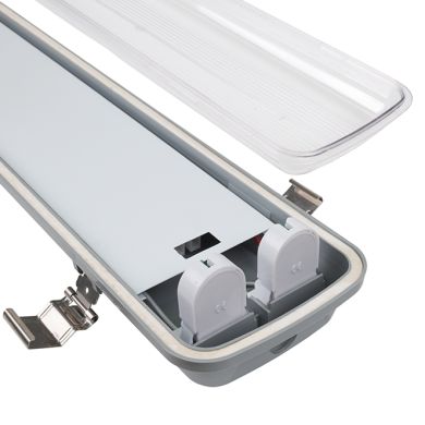 Armadura estanque LINESTA TypeC IP66 2xG13 T8 LED 60cm C.66,6xL.9,7xAlt.5,7cm cinzento