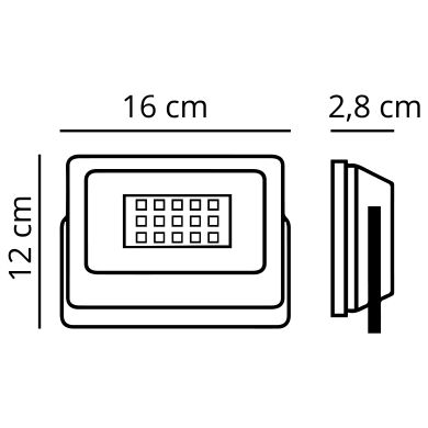 Projector X2 SUPERVISION IP65 1x30W LED 3000lm 4000K 120°C.16xL.2,8xAlt.12cm Preto