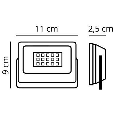 Projector X2 ECOVISION PRISMA IP65 1x20W LED 1600lm 6400K 120°C.11xL.9xAlt.2,5cm Branco