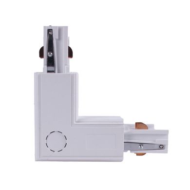 Conector esquerdo em forma de "L" p/calha de superfície LINE PRO (4 condutores) em alumínio branco