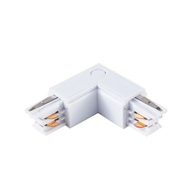 Left "L" shaped connector for LINE PRO surface track (4 wires) in white aluminum