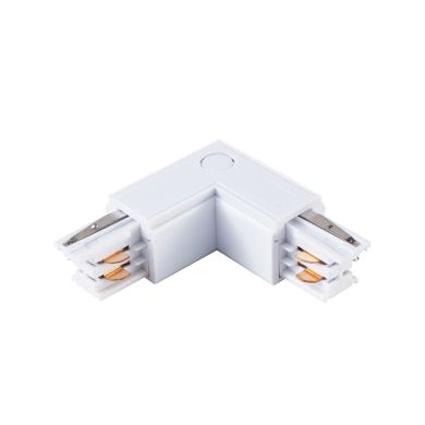 Conector esquerdo em forma de "L" p/calha de superfície LINE PRO (4 condutores) em alumínio branco