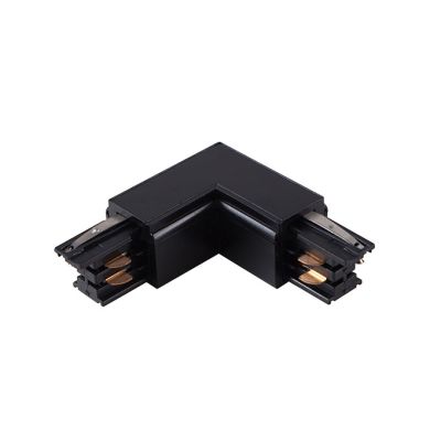 Left "L" shaped connector for LINE PRO surface track (4 wires) in black aluminum