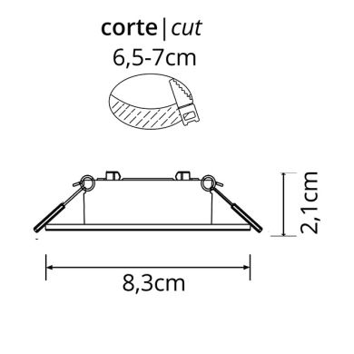 Aro de encastrar INTAKE redondo rotativo com terra Alt.2,1xD.8,3cm Branco
