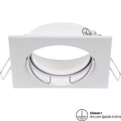 Aro de encastrar INTAKE quadrado rotativo com terra C.8xL.8xAlt.0,3cm branco