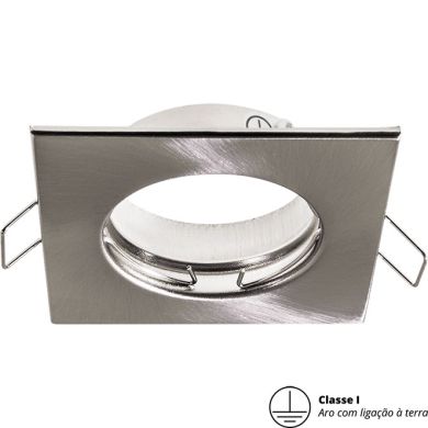 Aro de encastrar INTECA quadrado fixo com terra C.8xL.8xAlt.2,2cm níquel