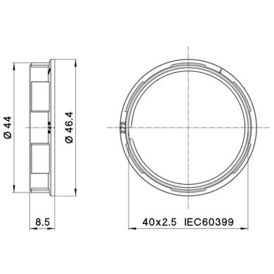 Arandela de resina termoplástica blanca para portalámparas E27 con rosca A.8, 5mm D.46, 4mm