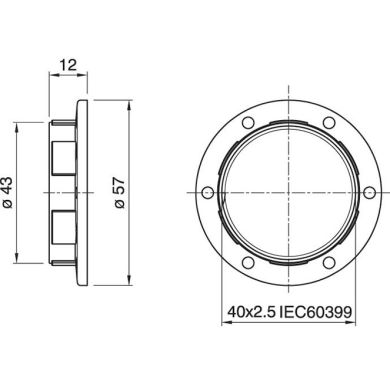 Arandela de resina termoplástica oro para portalámparas E27 con rosca A.12mm D.57mm