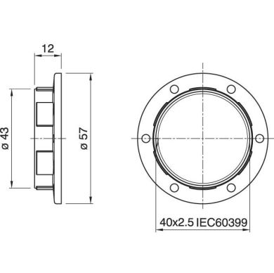 Anilha de abat-jour dourada brilhante para suporte E27 roscado Alt.12mm D.57mm em resina termoplásti